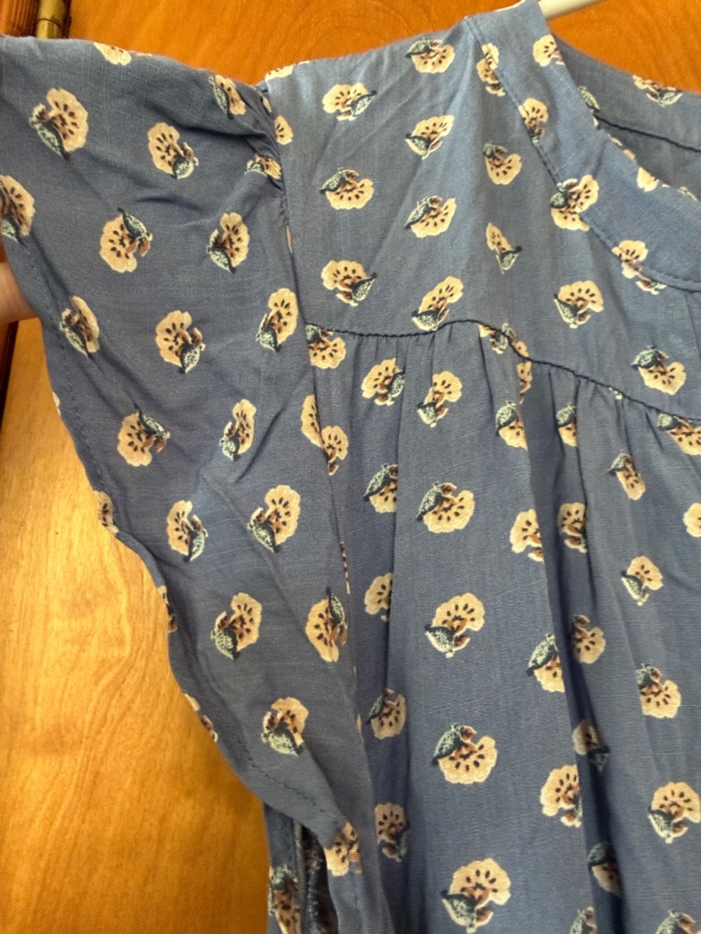 Lucky Brand Dusty Blue Floral Button-Front Tie-Waist Midi Dress - Picture 5 of 10